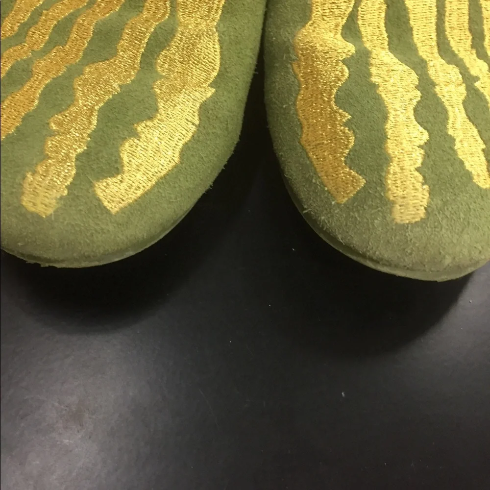 🎃 AKID + Anthro GreenGold Suede Loafer Size Child 13 Unisex Halloween Costum…